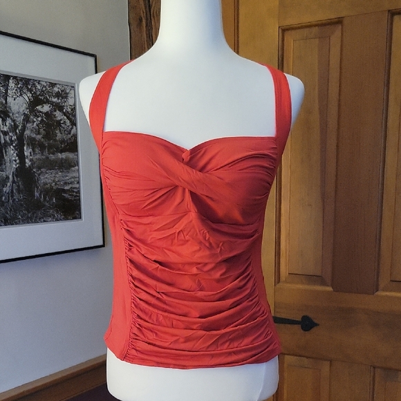 HALTER ROUCHED FRONT SWIM TOP - Picture 1 of 8